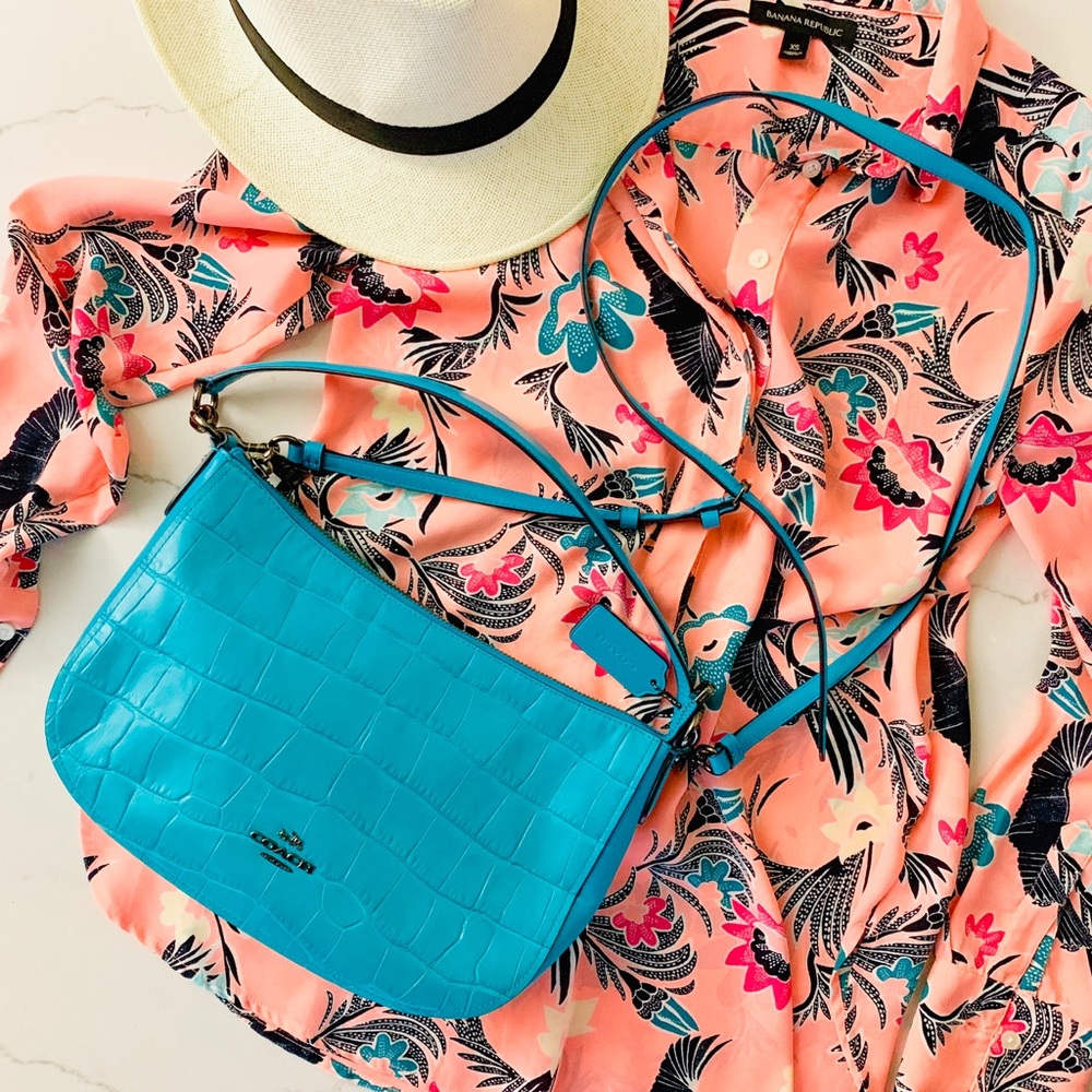 COACH | Chelsea Turquoise Croc Embossed Handbag
